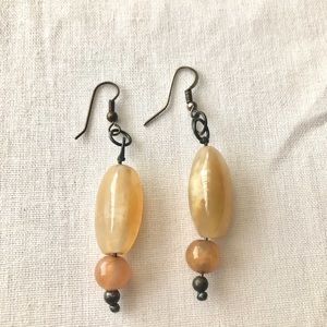 Vintage oblong beaded dangle pierced earrings